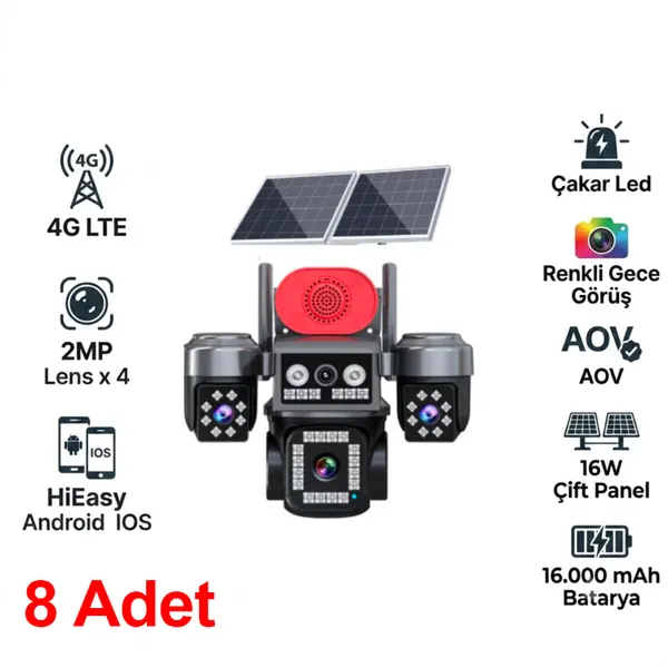 1 Koli (8 Adet) Toptan – BKD 84-GZ 4G Solar Güneş Enerjili Sim Kartlı Akıllı Güvenlik Kamerası