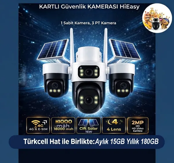 BKD 74-GZ 4G Solar Güneş Enerjili Sim Kartlı Akıllı Güvenlik Kamerası + 15GB Türkcell İnternet