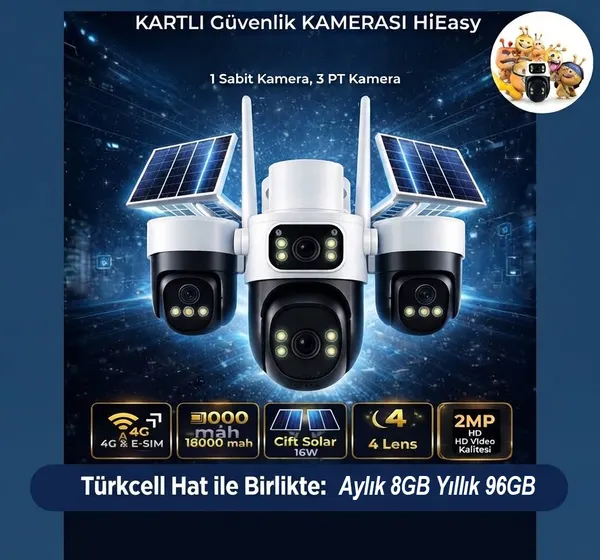 BKD 74-GZ 4G Solar Güneş Enerjili Sim Kartlı Akıllı Güvenlik Kamerası + 8GB Türkcell İnternet