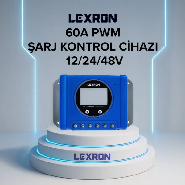 LEXRON 60A PWM ŞARJ KONTROL CİHAZI (12/24/48V)